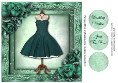 Cocktail Dress with Roses in Teal