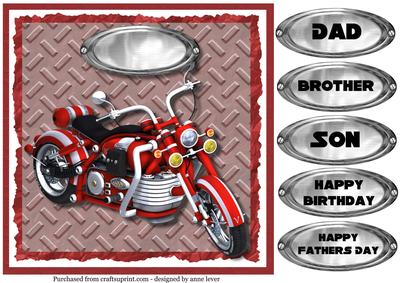 Red Motorbike Quick Card - Dad, Son, Brother