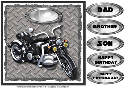 Black Motorbike Quick Card - Dad, Son, Brother