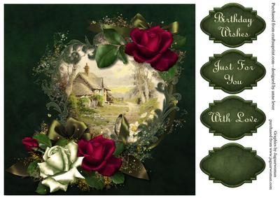 Gorgeous Rose Cottage Quick Card