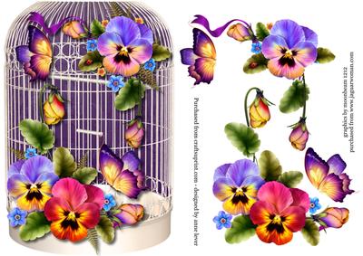 Shabby Chic Birdcage Shaped Topper + Pansies