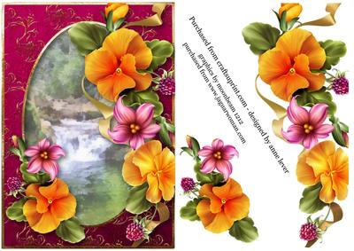 Peach Summer Pansies at the Waterfall