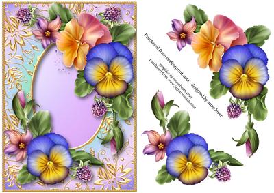 Beautiful Summer Pansies on a Gilded Frame