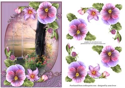 Beautiful Tree Swing Scene with Pansies