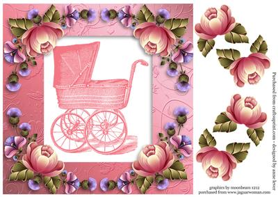 Gorgeous Vintage Pink Pram - New Baby Girl