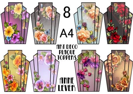 8 A4 Art Deco Floral Plaque Toppers Bumper Kit