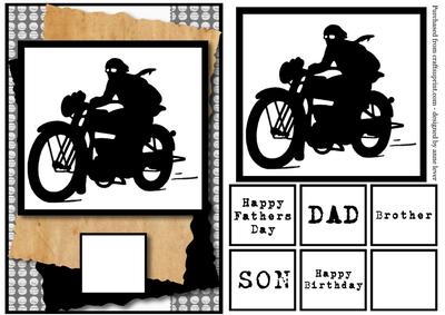 Vintage Motorcycle & Rider Silhouette