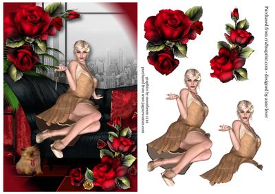 Art Deco & Red Roses Elegance