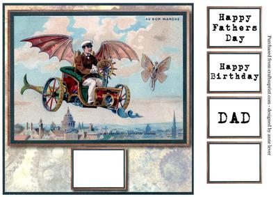 Steampunk Fantasy Flying Machine - Dad, Blank