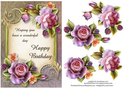 Beautiful English Roses Birthday Topper