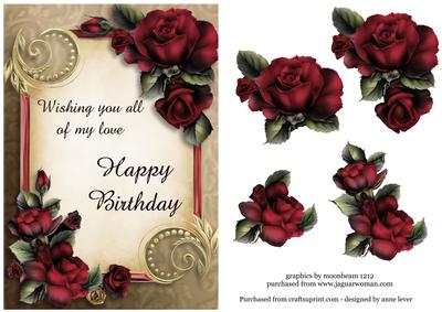 Vintage Dusky Roses Birthday Topper