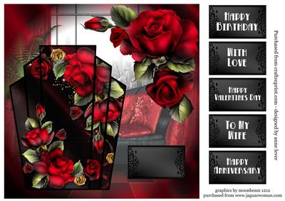 Art Deco Red Roses Square
