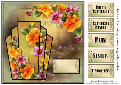 Art Deco Peach Pansies Square