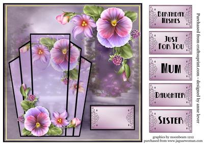 Art Deco Pastel Pansies Square