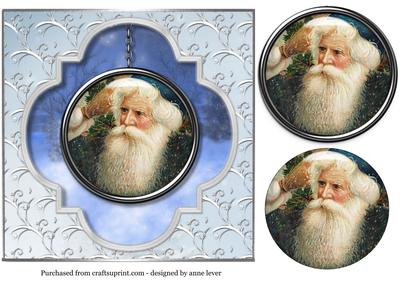 Faux Aperture & Pendant Topper - Santa in Blue