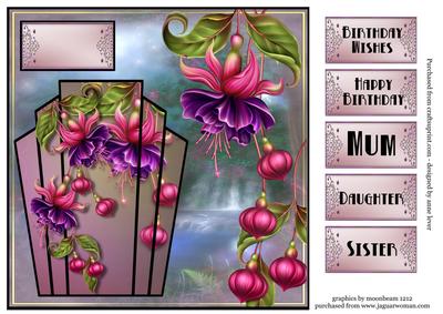 Art Deco Fuschias Square