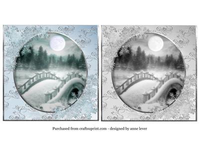 Snowy Bridge in the Moonlight Toppers - Blue & Silver