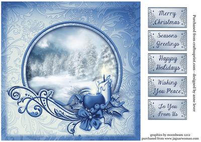 Ice Blue Christmas Snow Scene