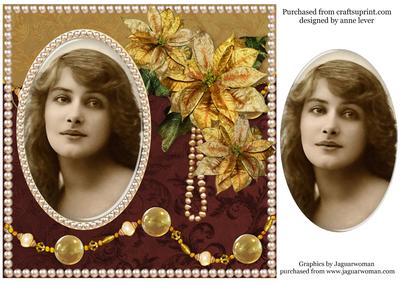 Vintage Christmas Gold Poinsettias & Pearls