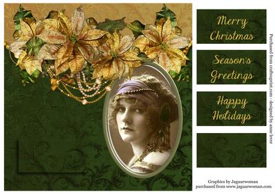 Vintage Christmas Gold & Green - Quick Topper
