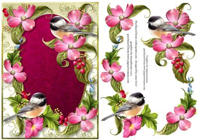 Pink & Green Delight (birds & Flowers)