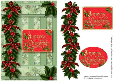 'a Merry Christmas' Vintage Holly & Roses
