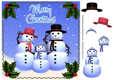 Snowman Family Merry Christmas