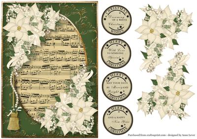 White Poinsettias & Sheet Music Christmas
