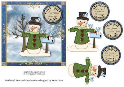 Cute Snowman & Birds + Decoupage