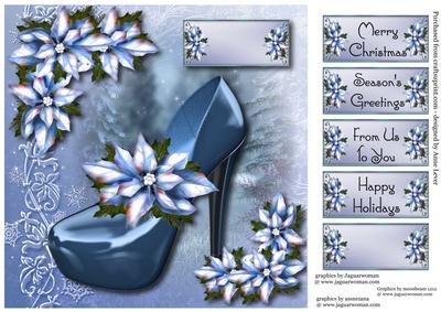 Christmas Diva Shoe & Ice Blue Poinsettias
