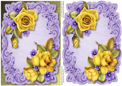 Yellow Roses & Violets Topper & Plaque
