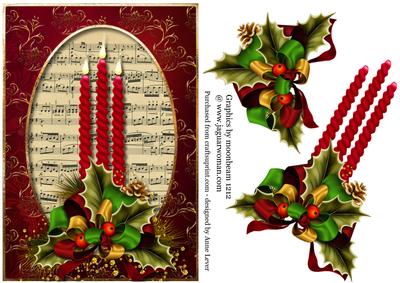 Red Christmas Candles & Sheet Music