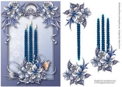 Gorgeous Blue Floral Christmas Candles