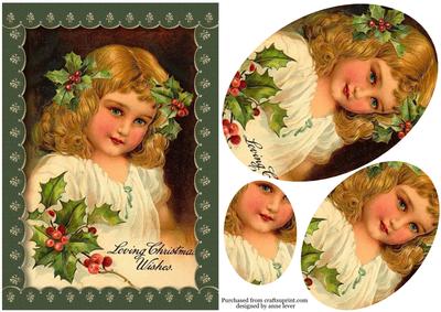 Vintage Holly Girl Pyramid Topper