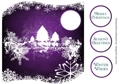 Snowflakes & Trees White Silhouette - Purple