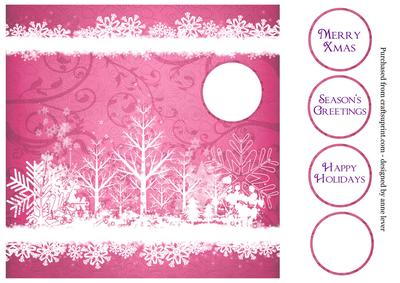 Winter Trees White Silhouette - Pink (blue, Teal, Purple)