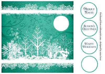 Winter Trees White Silhouette - Teal