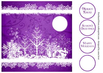 Winter Trees White Silhouette - Purple