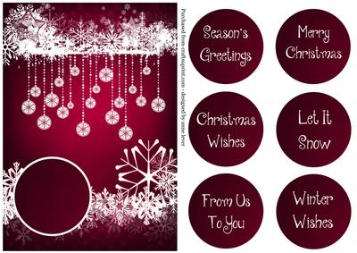 Baubles & Snowflakes White Silhouette - Cranberry