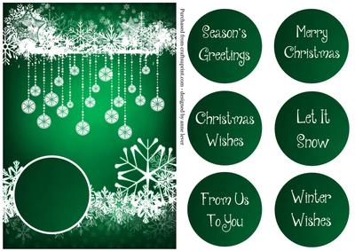 Baubles & Snowflakes White Silhouette - Teal