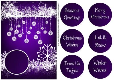 Baubles & Snowflakes White Silhouette - Purple