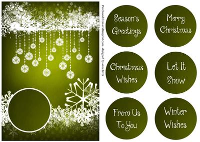 Baubles & Snowflakes White Silhouette - Green