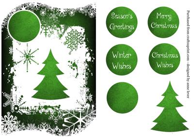 Christmas Trees & Snowflakes Shaped Topper - Green