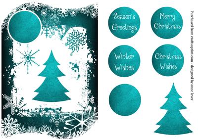 Christmas Trees & Snowflakes Shaped Topper - Blue