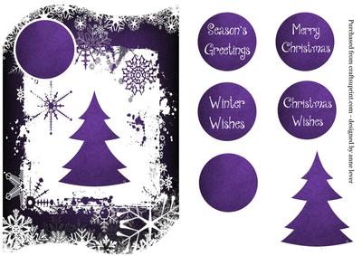 Christmas Trees & Snowflakes Shaped Topper - Purple