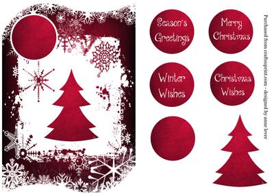 Christmas Trees & Snowflakes Shaped Topper - Cranberry