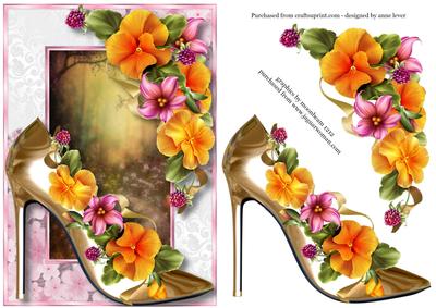 Gold Stiletto & Pretty Peach Pansies