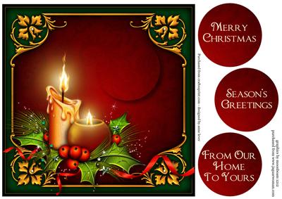 Traditional Christmas Candles Large Square Topper