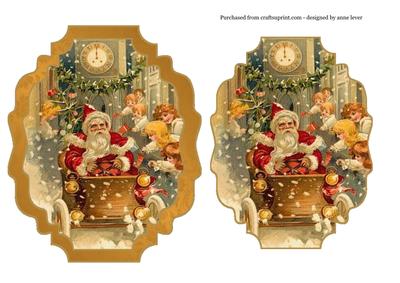 Father Christmas in a Car - Topper & Plaque