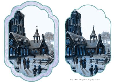 Shaped Christmas Topper - Church Scene